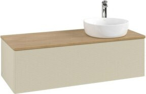 V&B Waschtischunterschrank Antao mit Frontstruktur und Beleuchtung, Eiche Honig lackiert, B/T/H: 120 x 50 x 50 cm - Bild 1