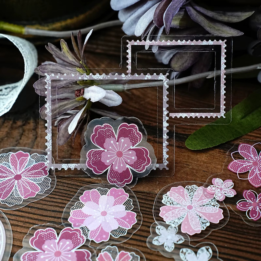 Etori Life Kirschblüten Aufkleber Pink Cherry Blossom Shadow, 15 Stück weiche rosa Sticker für Laptop, Handy und Gepäck - Bild 4