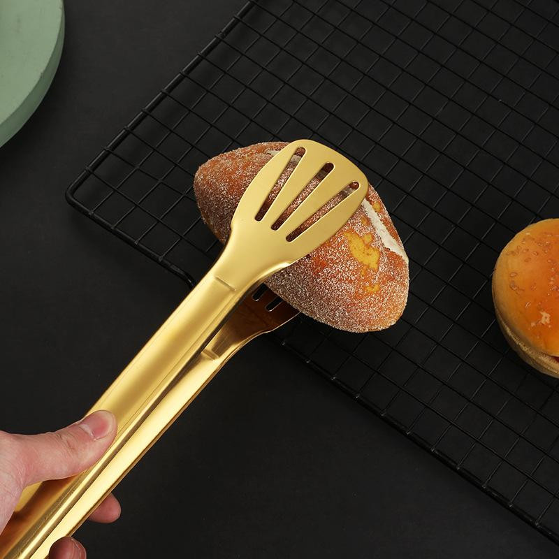 Goldene Grillzange aus Edelstahl für BBQ und Küche - Bild 4