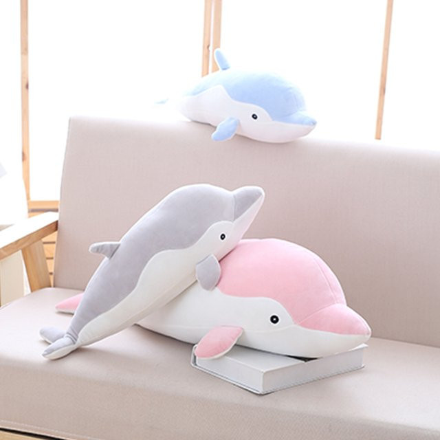PUKEYUE Delphin Plüsch Stofftier, Grau Rosa Blau, Plüsch / Textil - Bild 1