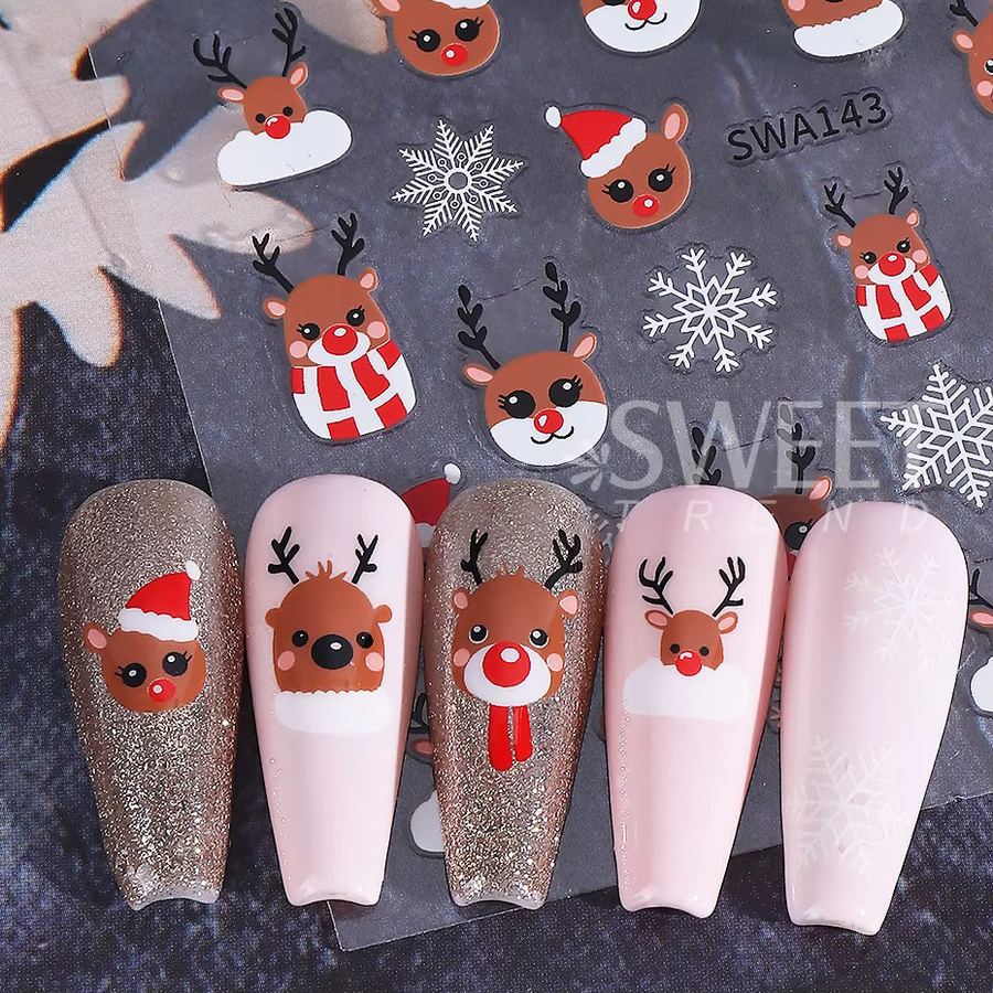 SWEET TREND Nagelaufkleber, 3 Stück, Schimmernd, Weihnachtsdesign - Bild 4