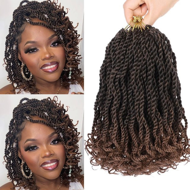 Senegalese Twist Crochet Hair, 8/12 Zoll, Kinky Twist Micro Braids, Damen - Bild 1