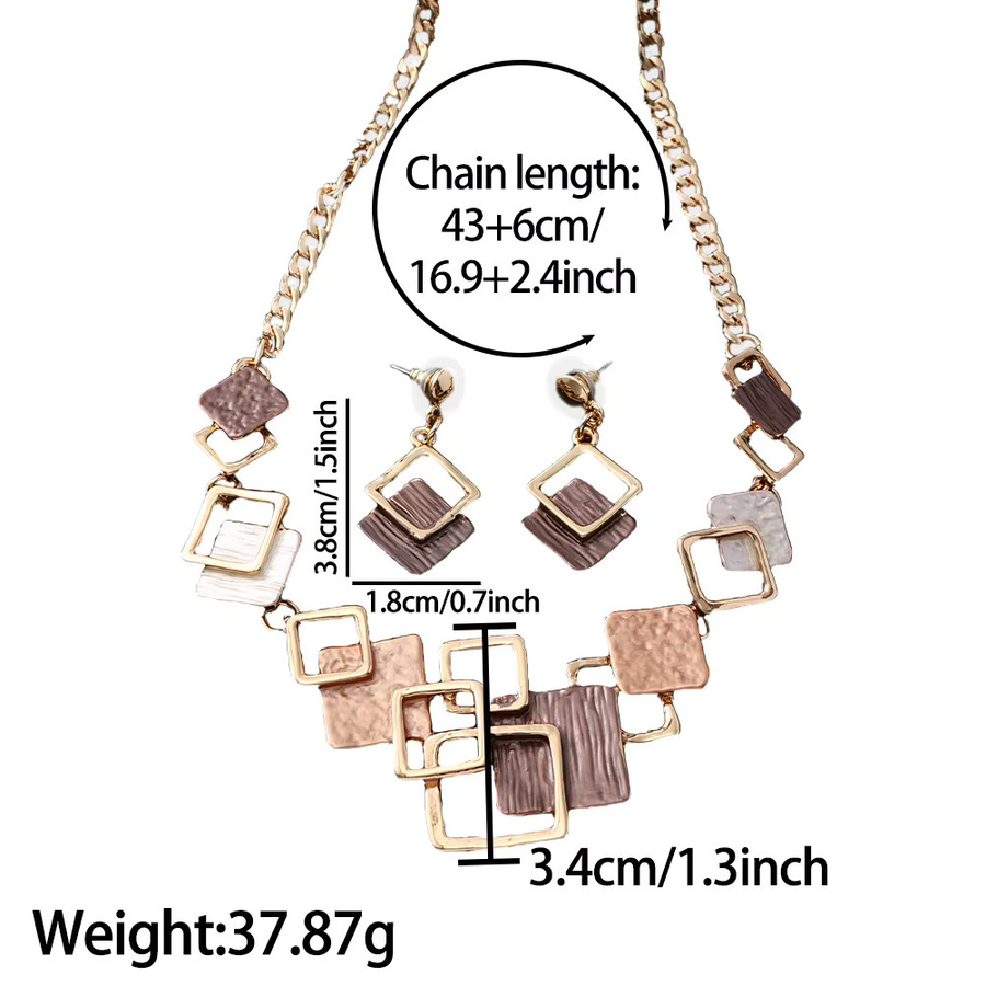 MeiceM Schmuck-Set, Emaille, Geometrisch, Messing, Gold, Damen - Bild 1