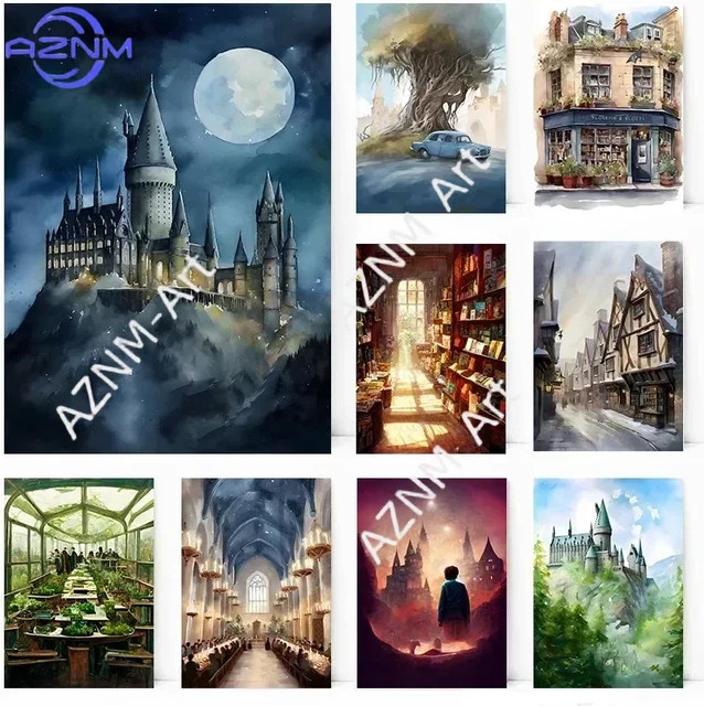 KAYOU Leinwandgemälde Magic Film School Wizard Owl Castle Academy Wandkunst in Mehrfarbig - Bild 1