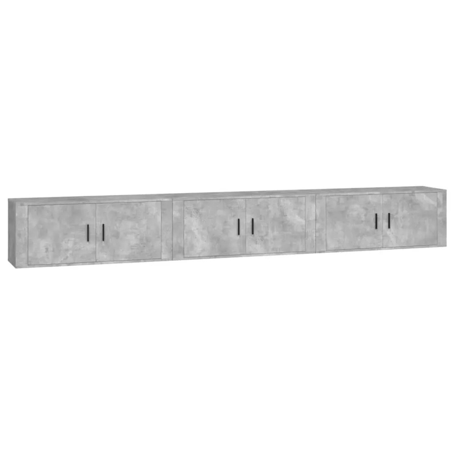 3er Set vidaXL TV-Wandschränke in Betongrau, klassisch und matt, B/T/H: 100 x 34,5 x 40 cm - Bild 2