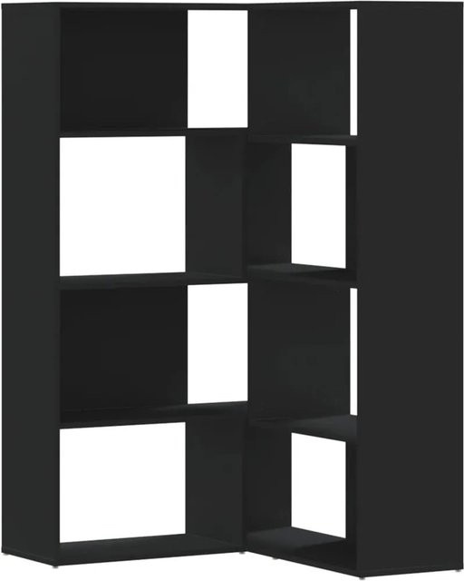 vidaXL Eck-Bücherregal mit 4 Etagen in Schwarz aus Holzwerkstoff, B/T/H: 85 x 85 x 140 cm - Bild 1