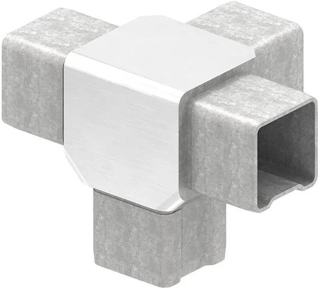 FeNau T-Verbinder aus V4A Edelstahl in Silber für Steckrohre 40 x 40 x 3 mm - Bild 1