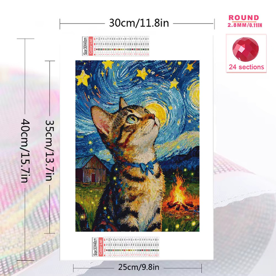 Evershine Diamant-Stickerei Cartoon-Katze, Mosaik-Bild, Acryl, Kindergeschenk - Bild 2