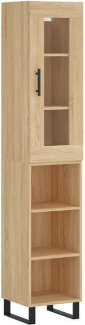 vidaXL Highboard Sonoma-Eiche mit Glastüren und Regalböden, Farbe: Braun, B/T/H: 34,5 x 34 x 180 cm - Bild 1