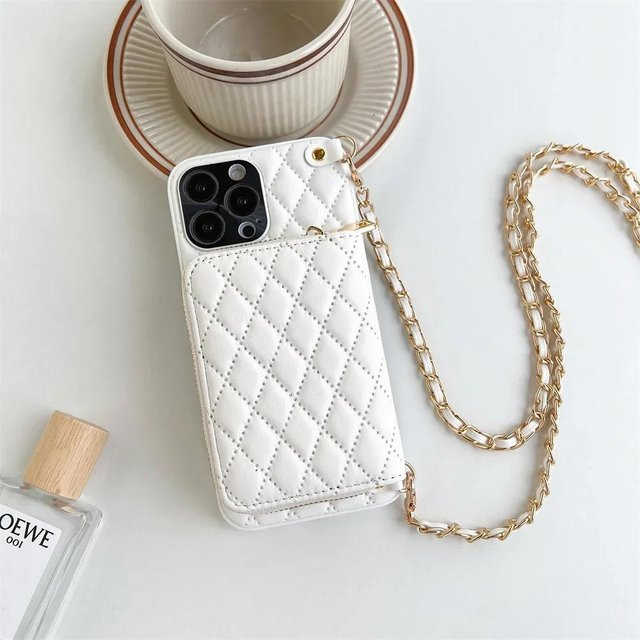 Yiran Crossbody Geldbörse und Handyhülle aus PU Leder in Weiß für iPhone 16 Pro Max, 15, 14, 13, 12 mit Kartenfach und Trageband - Bild 1