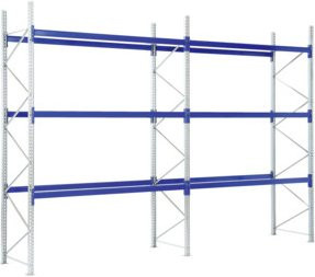 Bito Paletten-Komplettregal-Set P1 mit 3 Ebenen in Enzianblau, H: 400 cm, B: 1990 cm, T: 110 cm - Bild 1