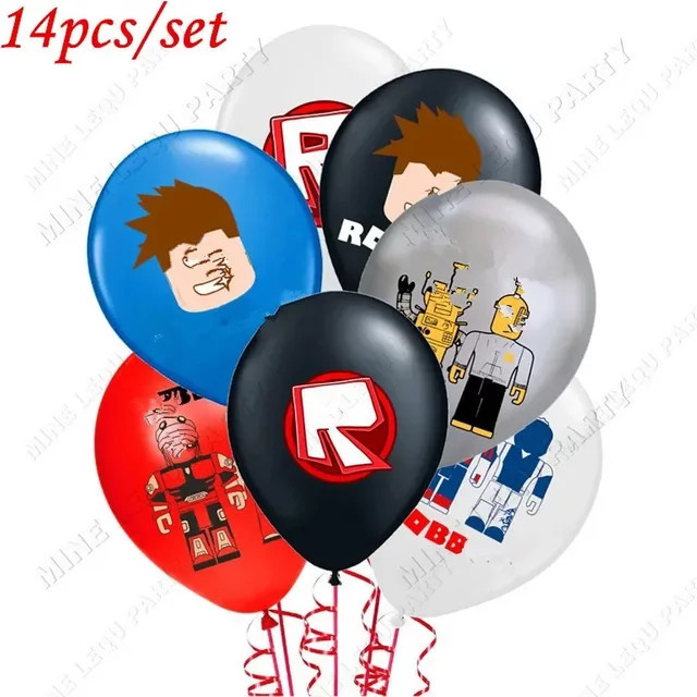 Roboter Pixel Latex Ballons Set für Kindergeburtstage, Mehrfarbig, Durchmesser: 30 cm - Bild 1