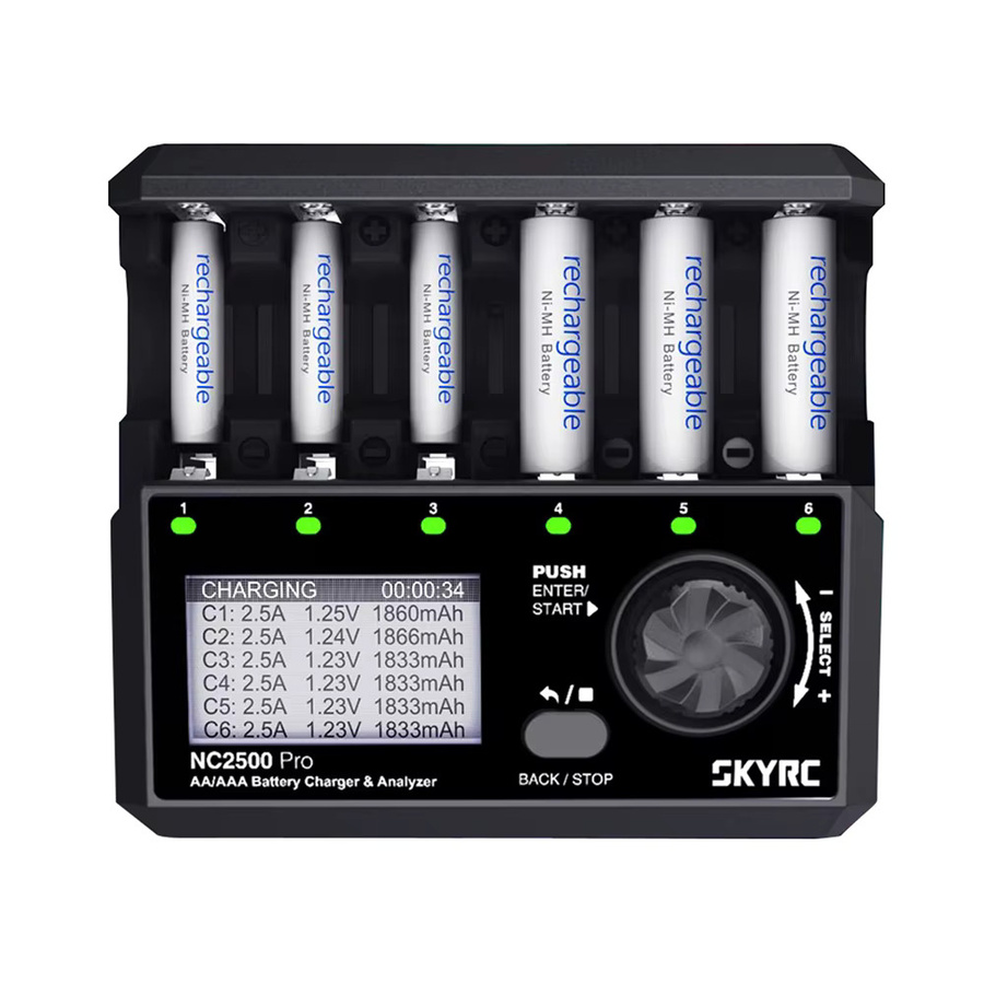 SKYRC NC2500 Pro Universal Akkuladegerät für NiMH und NiCd Akkus in Schwarz mit LCD Smart Display und QC3.0 Schnellladefunktion für AA und AAA Akkus - Bild 5