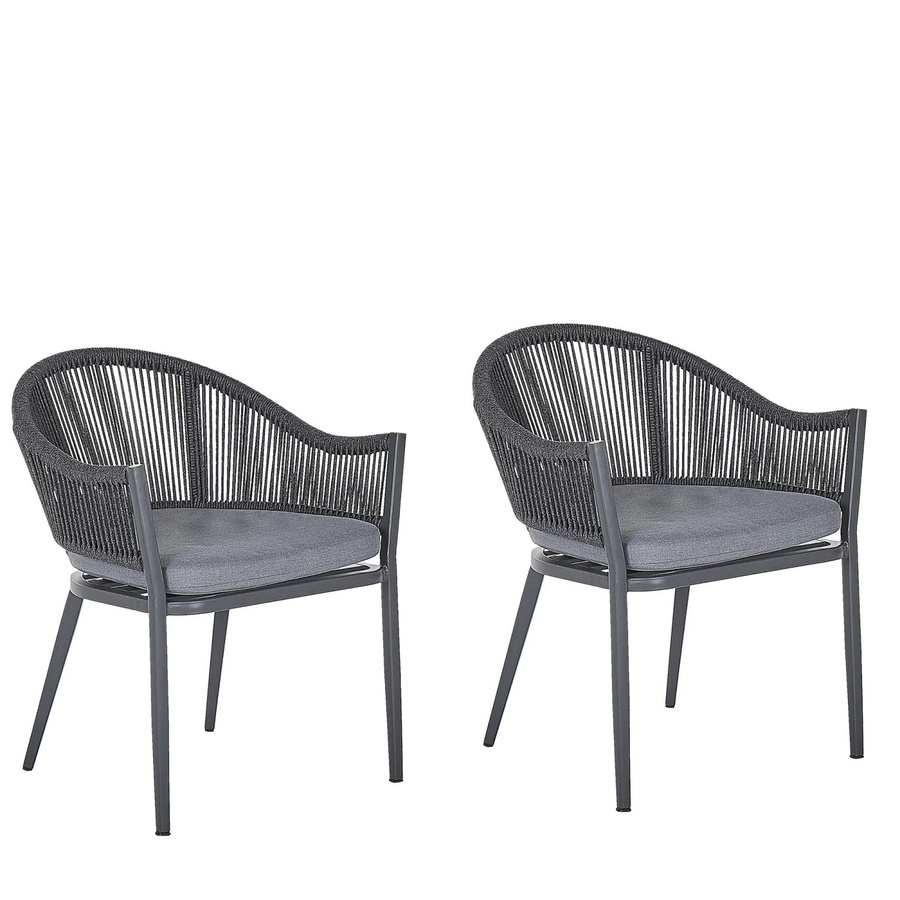 Beliani Gartenstuhl aus Aluminium in Grau mit Armlehnen und Polstern, B/T/H: 46 x 55 x 77 cm - Bild 2