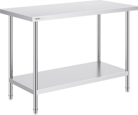 VEVOR Edelstahl Arbeitstisch für die gewerbliche Lebensmittelzubereitung, Silber, B/T/H: 122 x 61 x 86 cm - Bild 1