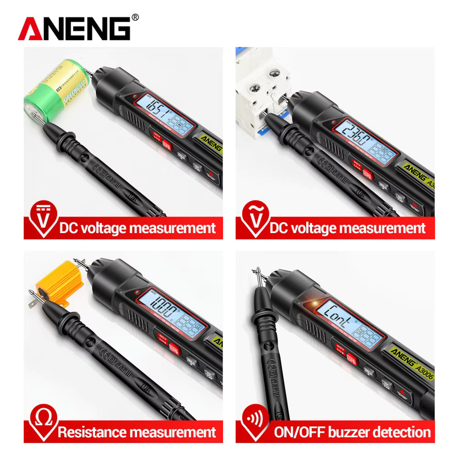 ANENG A3006 Stiftförmiges Digitalmultimeter in Schwarz mit 4000 Anzeigen für AC/DC Spannung, Widerstand, Kapazität und Diodentest - Bild 4