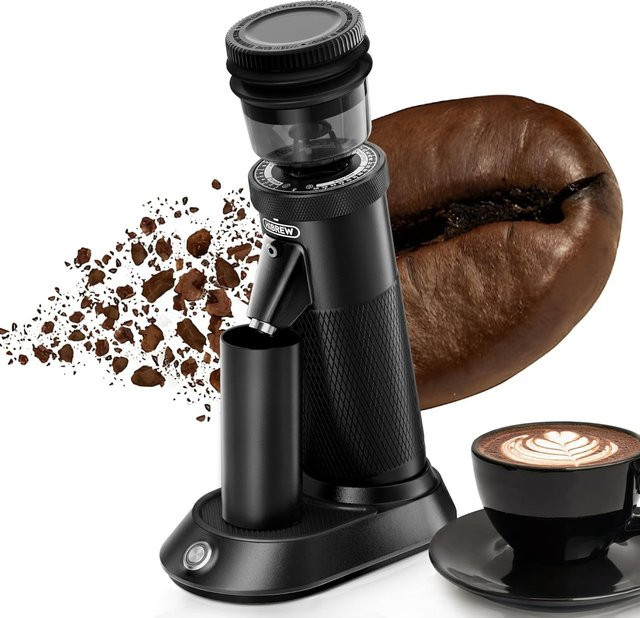 HIBREW G5 Elektrische Kaffeemühle mit konischen Mahlscheiben, Single Dosing, magnetischem Dosierbehälter und 36 Mahlgraden in Schwarz - Bild 1