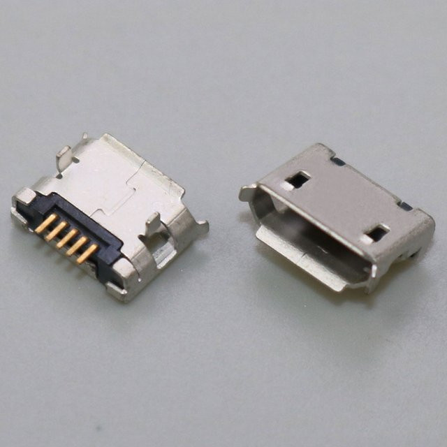 100 Stück Micro-USB V8 Ladebuchsen 5-Pin Anschluss Stecker für Smartphone in Silber - Bild 1