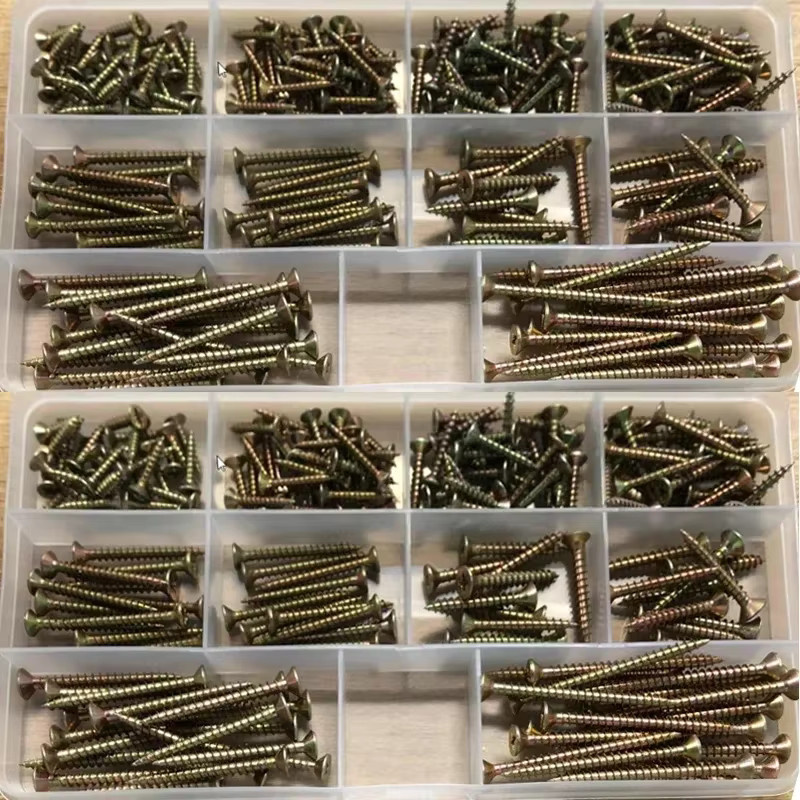 200 Stück verzinkte selbstschneidende Senkkopf-Kreuzschrauben für Holzbearbeitung M3-M4 in Gold und Mehrfarben - Bild 2