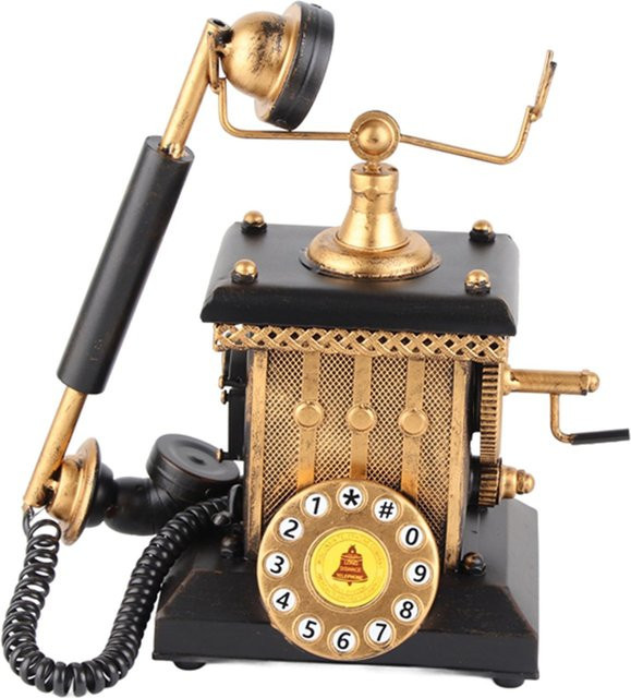 Retro Telefon Deko aus Metall in Schwarz von Tooarts für Wohnzimmer und Schlafzimmer - Bild 1