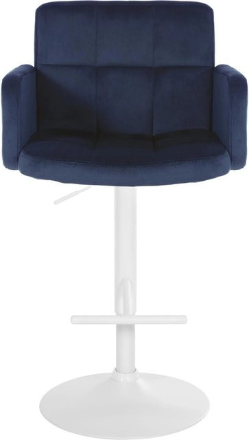 DELUKE 2er Set Barhocker SUTUN aus Samt in Blau mit Lehne, höhenverstellbar und drehbar, B/T/H: 60 x 56 x 93 cm - Bild 1