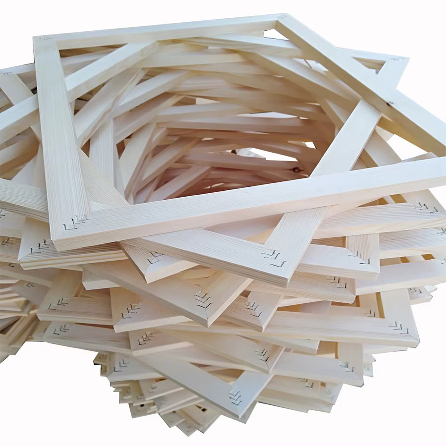 3er-Set Holz Bilderrahmen aus Kiefer für Leinwand und Diamantmalerei, Beige, Rechteckig - Bild 2