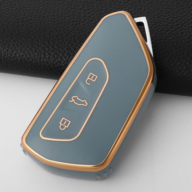 Moderne TPU Auto Schlüsselhülle in Grau für VW Golf 8, Skoda Octavia A8 und SEAT Leon MK4 - Bild 1