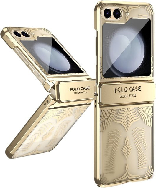 Transparente Galvanik Schutzhülle mit Scharnierschutz für Samsung Galaxy Z Flip 7 6 5 4 3 in Gold - Bild 1