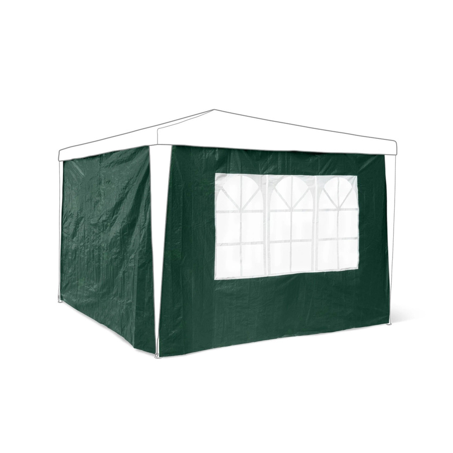 Relaxdays Pavillon Seitenteile 2er Set aus wasserabweisender PE-Folie in Grün mit Sichtfenster, B: 290 cm, H: 190 cm, T: 0,5 cm - Bild 2