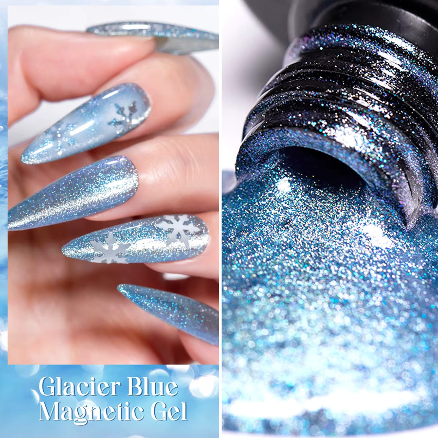 Four Lily 7 ml Glacier Blue Cat magnetischer Nagelgelack, schimmernd - Bild 4
