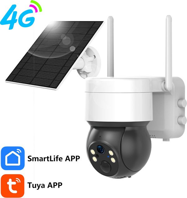 Tuya SmartLife Solar IP Kamera mit 3MP Auflösung, 4G Mobilfunk, IP65 wasserdicht und Nachtsicht in Farbe, Weiß - Bild 1