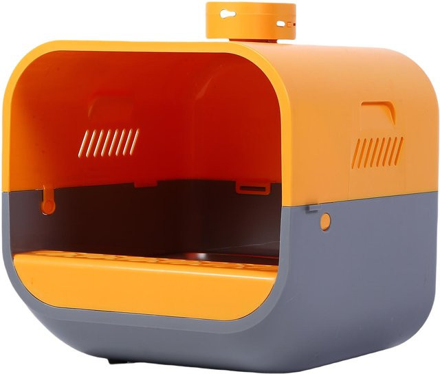 Aimo Intelligente Katzentoilette mit Gebläse-Sprühfunktion, Video-Intercom und Anti-Spritz-Edelstahl-Design in Orange inklusive Schaufel - Bild 1