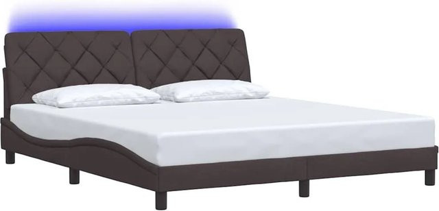 vidaXL Bettgestell mit LED und USB-Ladeport in Dunkelbraun, Stoff, B/T/H: 180 x 200 x 185 cm - Bild 1