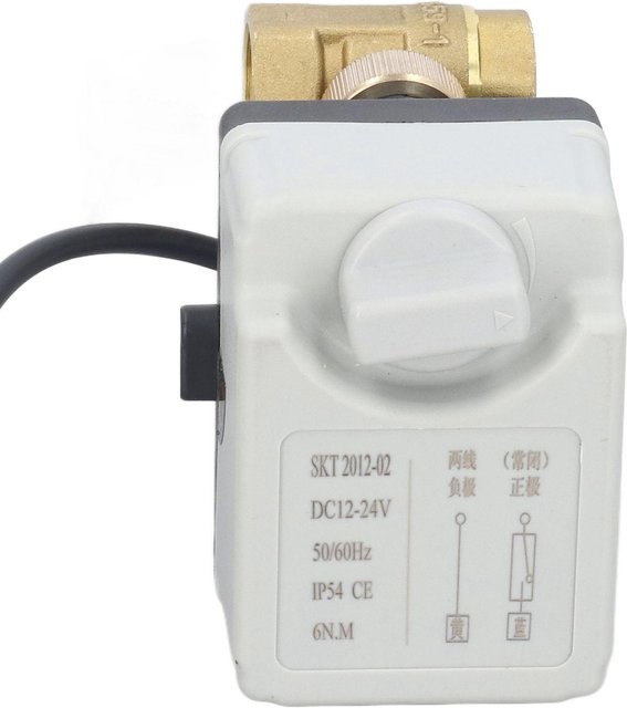Motorisierter 2-Wege-Kugelhahn DN15 aus Messing, 2-Draht, normalerweise geschlossen, DC12-24V, 1/2 Zoll - Bild 1