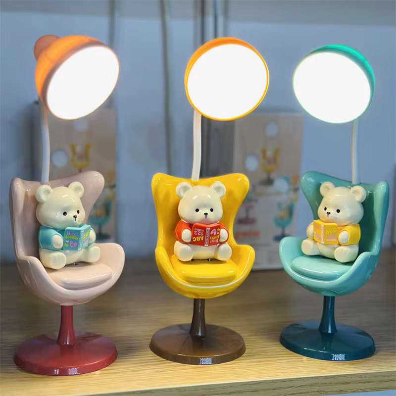 Lyfs LED Schreibtischlampe Bär in Weiß mit Telefonhalter, dimmbar und mit Farbanpassung für Kinder und Studenten - Bild 3