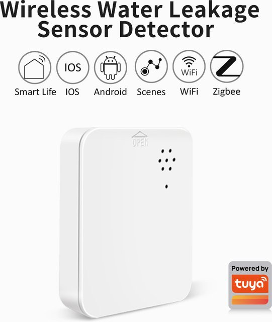 Lincukoo Tuya ZigBee3.0 Intelligenter Wasserleck-Sensor mit Sirenenalarm, Weiß - Bild 1