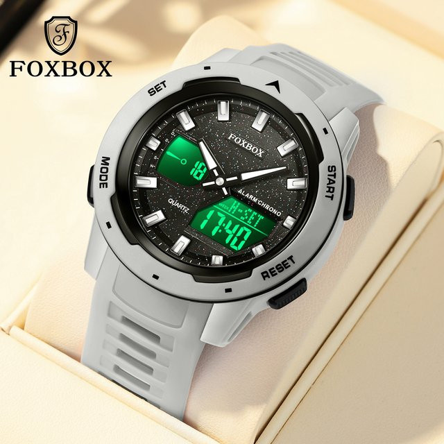 FOXBOX Armbanduhr Digital, Quarz, Chronograph, Kunststoff, Herren, Schwarz, Orange - Bild 1