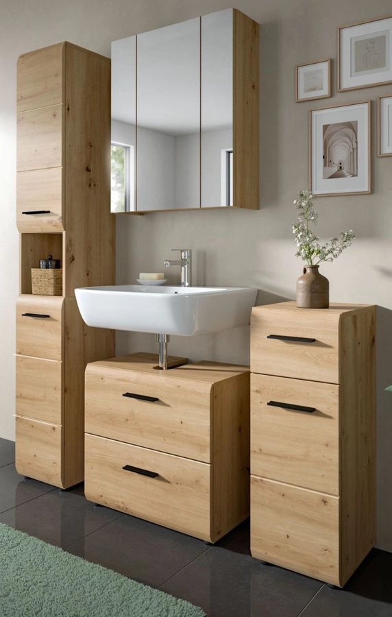 Badmöbel Set Cover von Inn.Furn in Eiche, 4-teilig, modern, Braun, B: 150 cm, H: 185 cm, T: 30 cm - Bild 1
