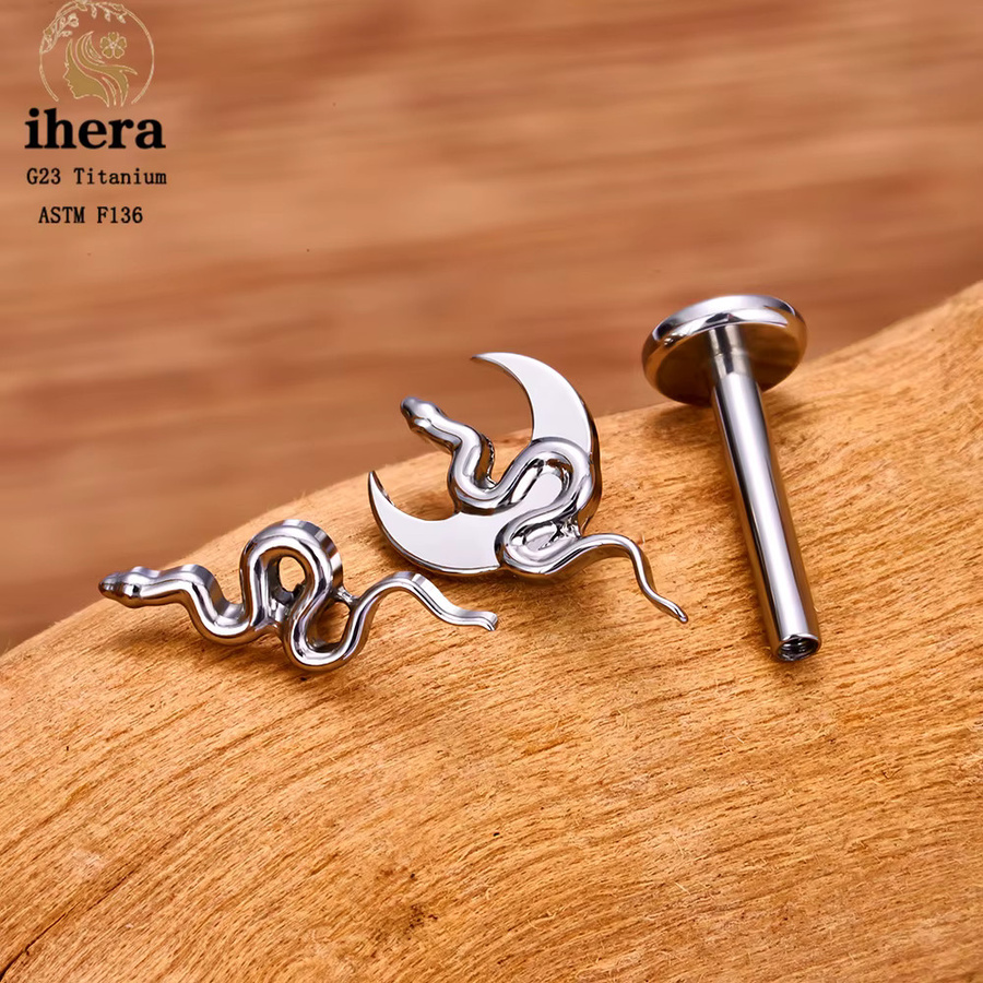 ihera Schlangen-Labret-Lippenstecker, Titan, Silber, Unisex - Bild 3