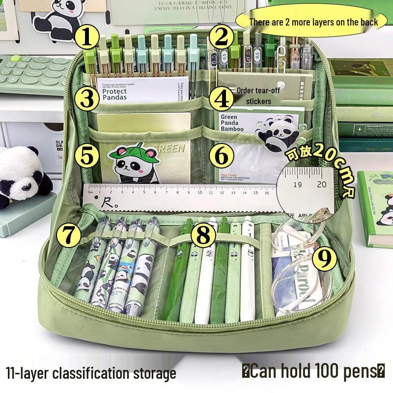 Got Now Panda 12-Fächer-Federmäppchen aus Segeltuch für Jungen und Mädchen - Bild 2