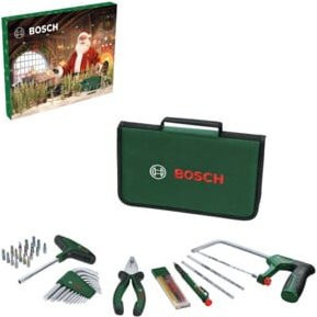 Bosch Handwerkzeug Adventskalender 2025, 41-teilig mit Bits, Zangen, Säge und Inbusschlüsseln in Rot, Gelb, Grau und Grün - Bild 1