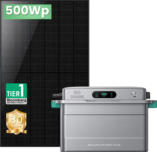 Zendure Solar Flow 800 Plus mit 500W Solar Panel in Grau - Bild 1