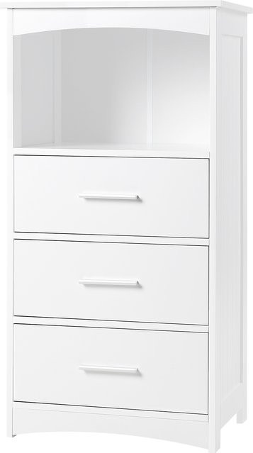 EUGAD Eck-Badezimmerschrank in Weiß mit 3 Schubladen und einem offenen Fach, moderner Medizinschrank für Badezimmer, Schlafzimmer oder Küche, B/T/H: 40 x 30 x 80 cm - Bild 1