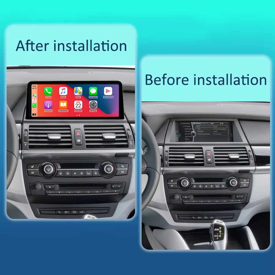 BONROAD 10,25 Zoll Wireless CarPlay und Android Auto Autoradio Monitor mit GPS Navigation und Multimedia Touchscreen in Schwarz für BMW X5 X6 E70 E71 - Bild 2