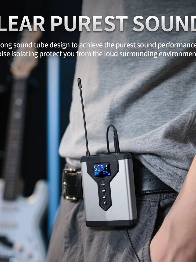 DEPUSHENG Stereo-UHF-In-Ear-Überwachungs-Funksystem mit Sender und Empfänger in Silber für Live-Musik, Bühne und Studio - Bild 7