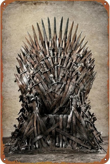 HELLOYOUNG Vintage Iron Throne Game Blechschild Metall Wandkunst Dekoration B: 20,3 cm, H: 30,5 cm - Bild 1