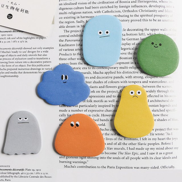 Sugar Bean Creature Series Cartoon Zerreißbare Nachrichten in 6 verschiedenen Arten, Mehrfarbig, Schulbedarf und Büroartikel - Bild 1