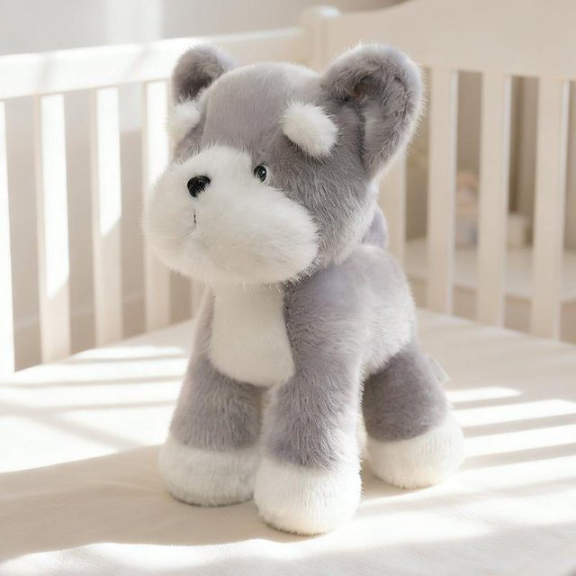 Yiran toy Kuschel-Welpenpuppen, Plüsch / Textil, Grau, 25cm - Bild 1