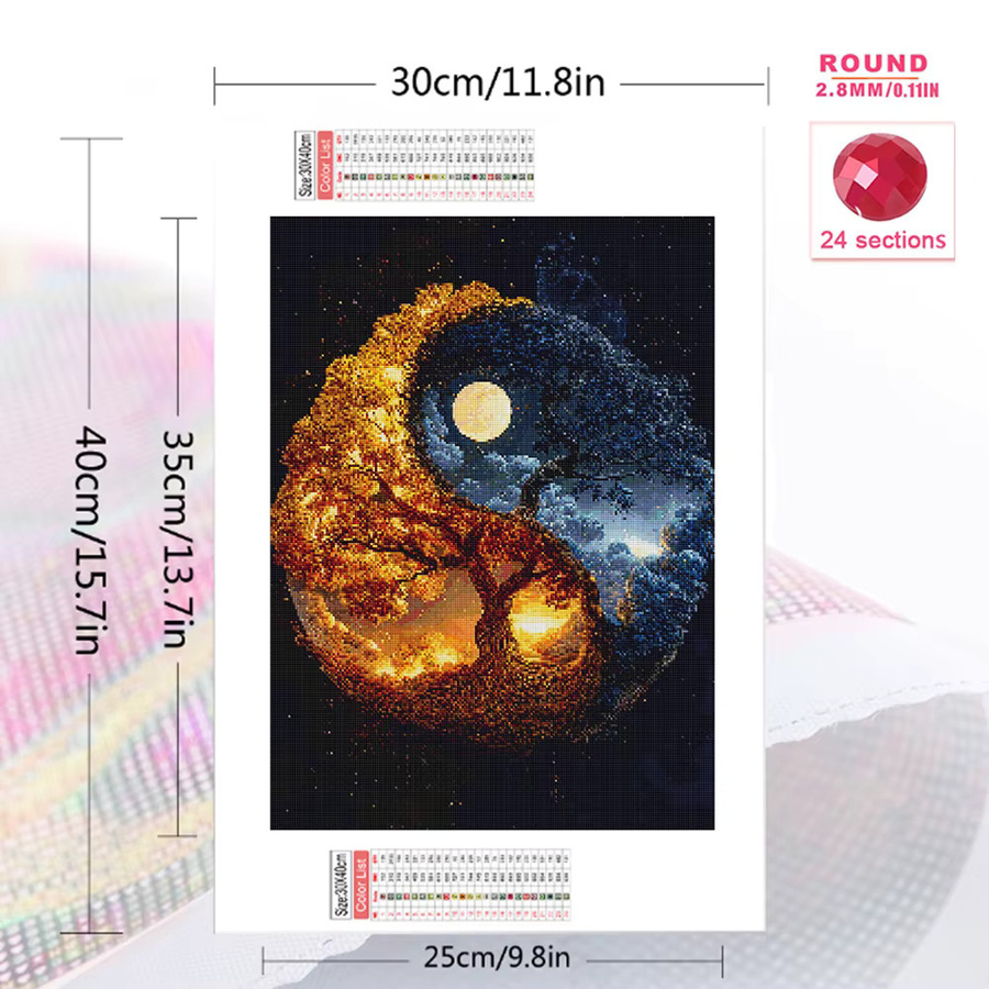 Momoart DIY Diamantmosaik Set Mond Landschaft mit Baum und Tier in Multicolour B/H: 30 x 20 cm - Bild 2