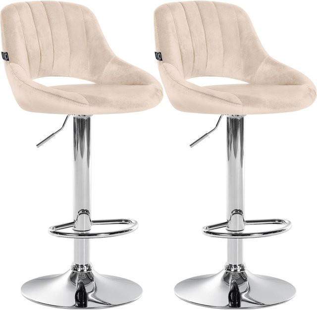 CLP Barhocker 2er Set Milet höhenverstellbar mit Lehne, gepolsterte Barstühle mit Samtbezug und Metallgestell, drehbar - Bild 1